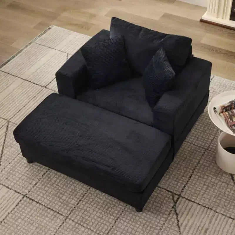 MAYEERTY Chaise Longue avec Ottoman de Rangement Amovible, Canapé-Lit Rembourré avec Oreillers Fauteuil Profond pour Salon Chambre