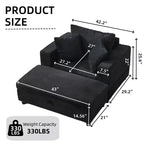 MAYEERTY Chaise Longue avec Ottoman de Rangement Amovible, Canapé-Lit Rembourré avec Oreillers Fauteuil Profond pour Salon Chambre
