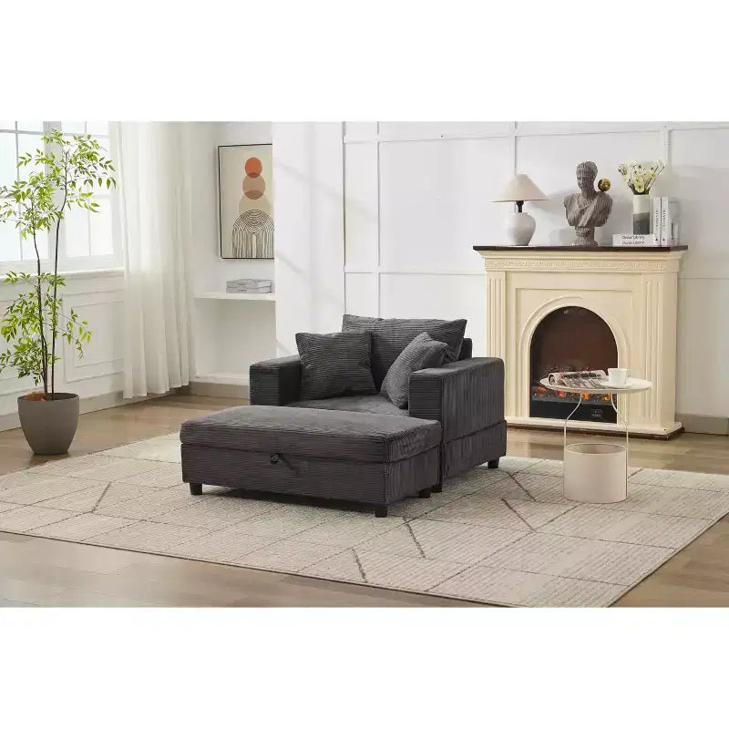 MAYEERTY Chaise Longue avec Ottoman de Rangement Amovible, Canapé-Lit Rembourré avec Oreillers Fauteuil Profond pour Salon Chambre