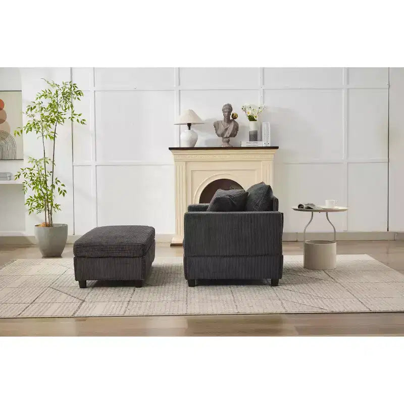 MAYEERTY Chaise Longue avec Ottoman de Rangement Amovible, Canapé-Lit Rembourré avec Oreillers Fauteuil Profond pour Salon Chambre