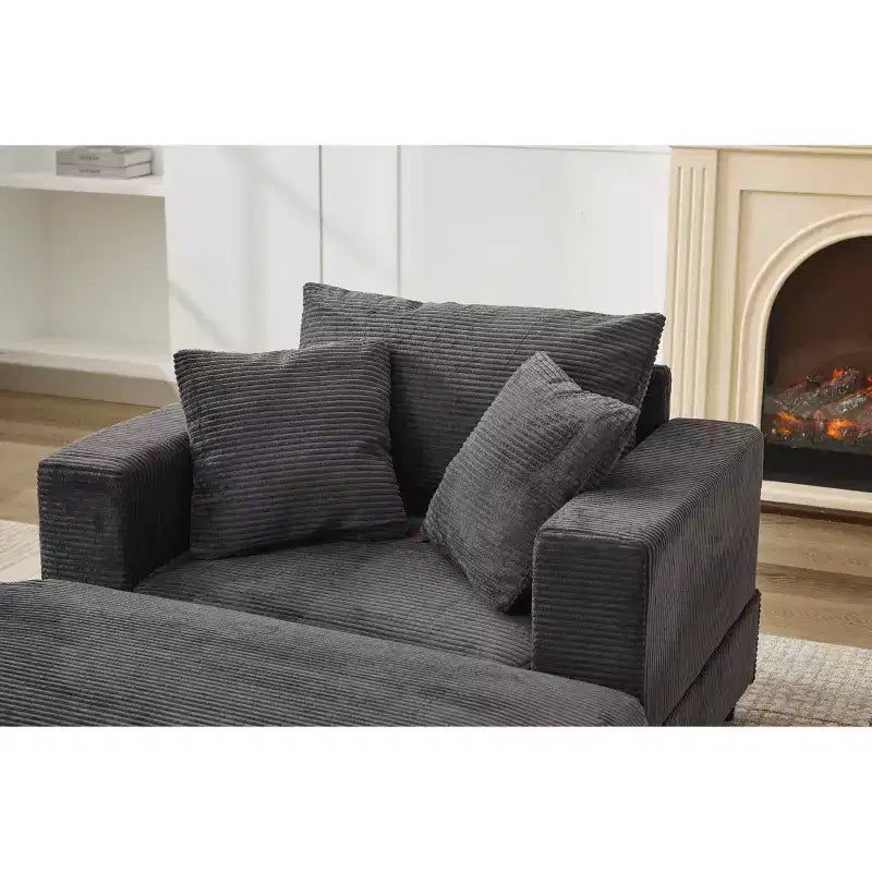MAYEERTY Chaise Longue avec Ottoman de Rangement Amovible, Canapé-Lit Rembourré avec Oreillers Fauteuil Profond pour Salon Chambre