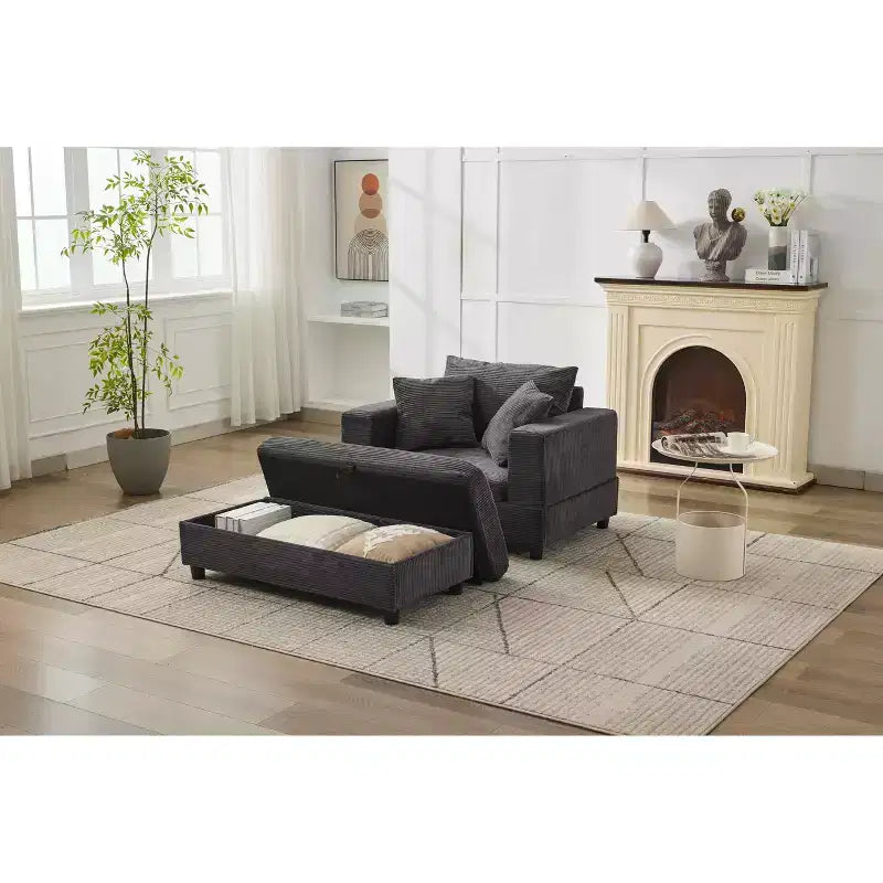 MAYEERTY Chaise Longue avec Ottoman de Rangement Amovible, Canapé-Lit Rembourré avec Oreillers Fauteuil Profond pour Salon Chambre