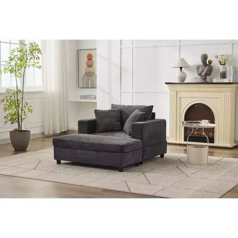 MAYEERTY Chaise Longue avec Ottoman de Rangement Amovible, Canapé-Lit Rembourré avec Oreillers Fauteuil Profond pour Salon Chambre