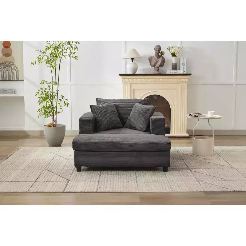 MAYEERTY Chaise Longue avec Ottoman de Rangement Amovible, Canapé-Lit Rembourré avec Oreillers Fauteuil Profond pour Salon Chambre