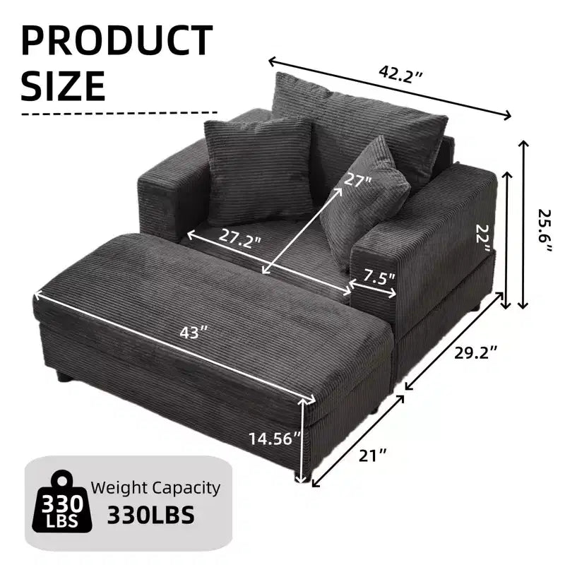MAYEERTY Chaise Longue avec Ottoman de Rangement Amovible, Canapé-Lit Rembourré avec Oreillers Fauteuil Profond pour Salon Chambre