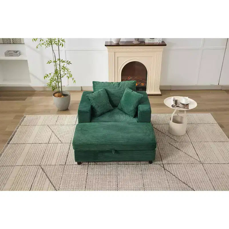 MAYEERTY Chaise Longue avec Ottoman de Rangement Amovible, Canapé-Lit Rembourré avec Oreillers Fauteuil Profond pour Salon Chambre