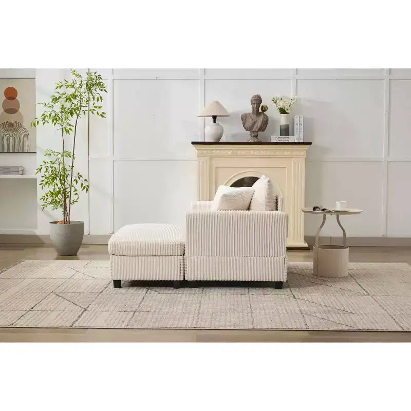 MAYEERTY Chaise Longue avec Ottoman de Rangement Amovible, Canapé-Lit Rembourré avec Oreillers Fauteuil Profond pour Salon Chambre