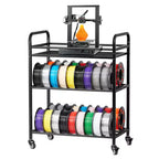 VEVOR Support de Stockage de Filament pour Imprimante 3D, Étagère de Rangement Robuste à 3 Niveaux, Supports de Bobine de Filament Roulants avec Roues, Noir