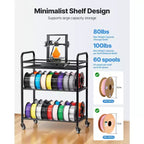 VEVOR Support de Stockage de Filament pour Imprimante 3D, Étagère de Rangement Robuste à 3 Niveaux, Supports de Bobine de Filament Roulants avec Roues, Noir