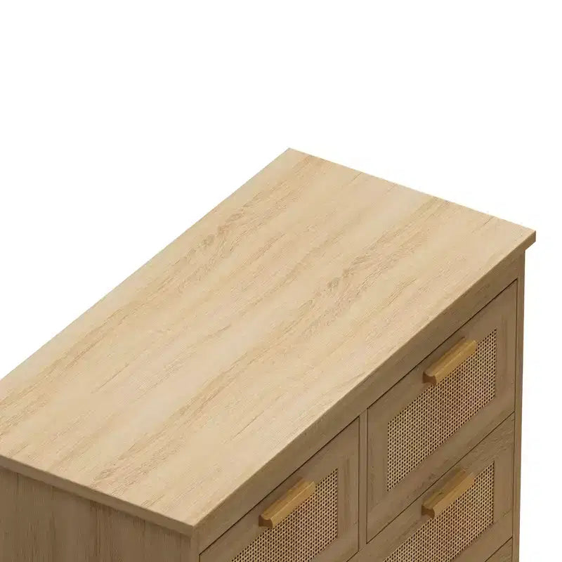 JVNOXK Armoire de rangement moderne en rotin de 80 cm avec 4 tiroirs profonds, parfaite pour les chambres, salles à manger et couloirs. Montage facile
