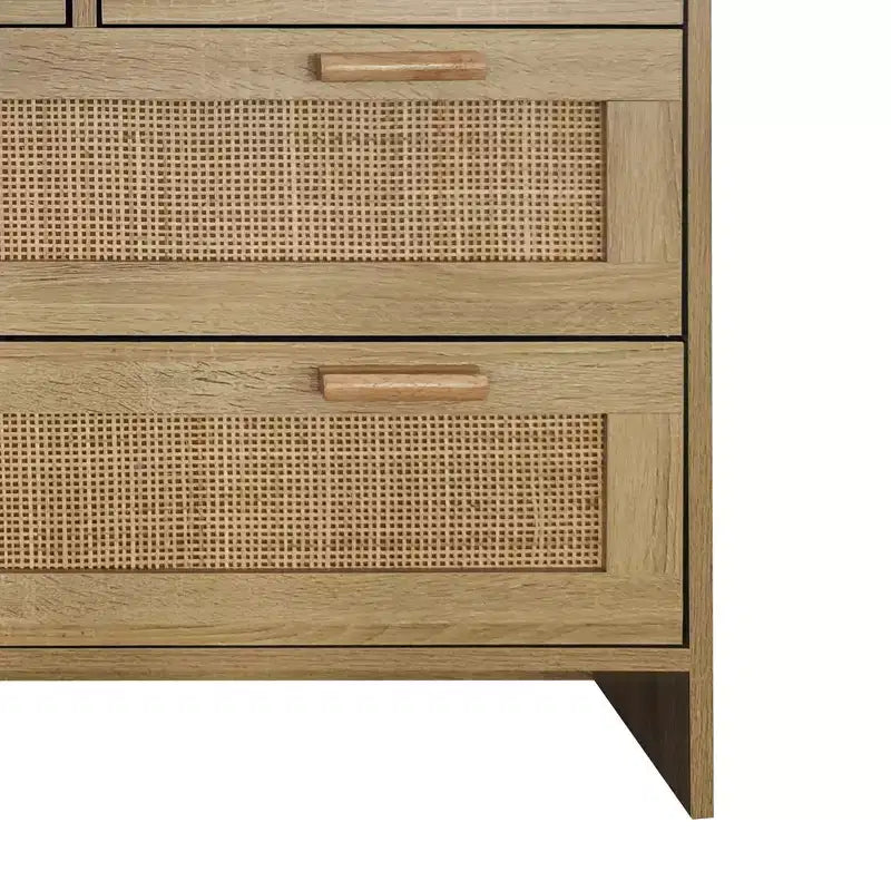 JVNOXK Armoire de rangement moderne en rotin de 80 cm avec 4 tiroirs profonds, parfaite pour les chambres, salles à manger et couloirs. Montage facile
