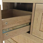 JVNOXK Armoire de rangement moderne en rotin de 80 cm avec 4 tiroirs profonds, parfaite pour les chambres, salles à manger et couloirs. Montage facile