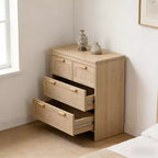 JVNOXK Armoire de rangement moderne en rotin de 80 cm avec 4 tiroirs profonds, parfaite pour les chambres, salles à manger et couloirs. Montage facile