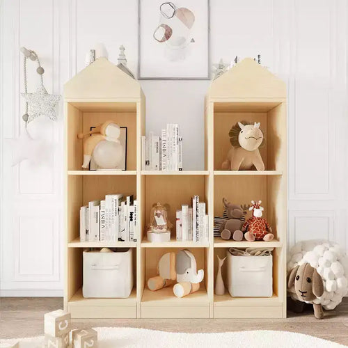 8-Cubby Kids Bookshelf Wooden Toy Storage Organizer Bookcase Toddlers Playhouse Cabinet Shelf for Kids Toy Shelf for Playroom, Nursery, Kids Room