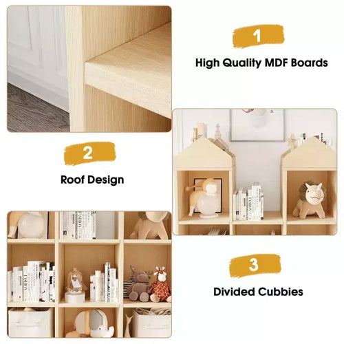 Étagère à livres pour enfants avec 8 compartiments, meuble de rangement en bois pour jouets, bibliothèque pour tout-petits, armoire de jeu, étagère pour jouets pour salle de jeux, crèche, chambre d'enfants