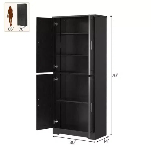Armoire de cuisine haute de 178 cm, meuble de rangement autoportant avec 4 portes et étagères réglables, buffet utilitaire pour salle à manger, salle de bain