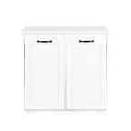 VIYET 30.3 Storage Cabinet, White Particle Board+MDF Storage Cabinet w/ 2 Removable Liner Bags (Light/Dark Sorting+Handles)