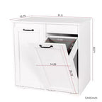 VIYET 30.3 Armoire de rangement, Panneau de particules blanc+MDF, armoire de rangement avec 2 sacs de doublure amovibles (tri clair/foncé+poignées)