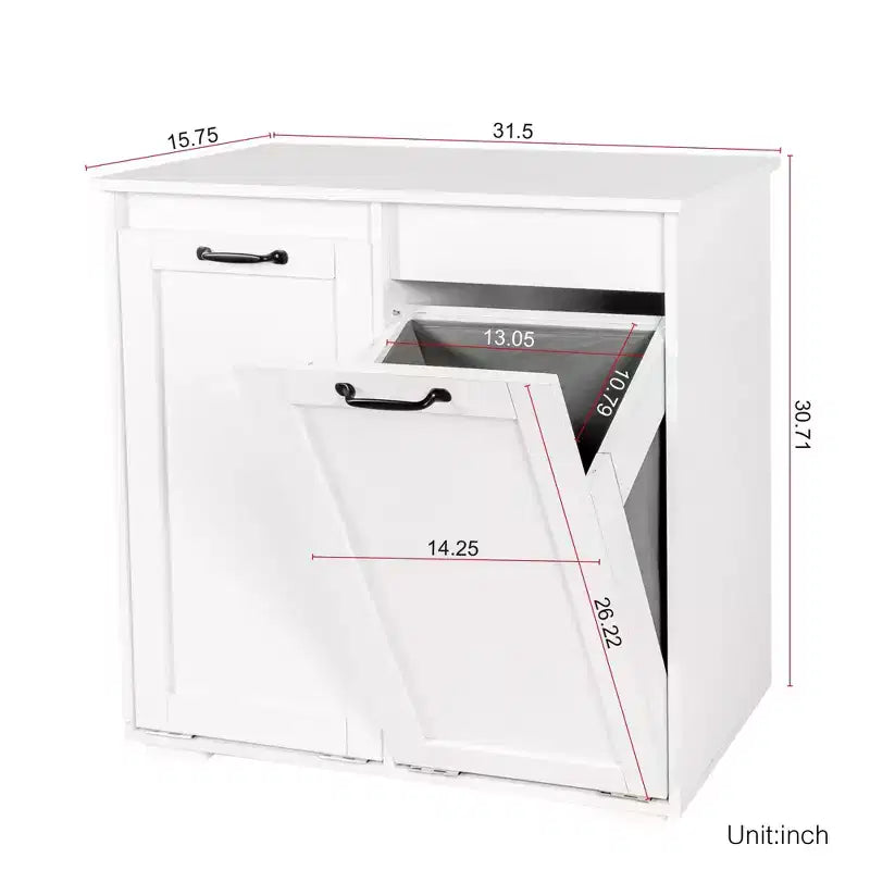VIYET 30.3 Armoire de rangement, Panneau de particules blanc+MDF, armoire de rangement avec 2 sacs de doublure amovibles (tri clair/foncé+poignées)