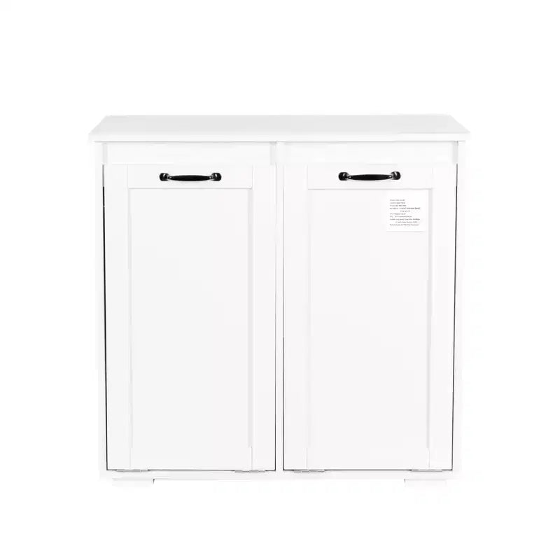 VIYET 30.3 Armoire de rangement, Panneau de particules blanc+MDF, armoire de rangement avec 2 sacs de doublure amovibles (tri clair/foncé+poignées)