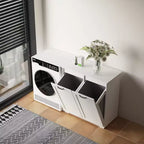 VIYET 30.3 Armoire de rangement, Panneau de particules blanc+MDF, armoire de rangement avec 2 sacs de doublure amovibles (tri clair/foncé+poignées)