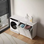 VIYET 30.3 Armoire de rangement, Panneau de particules blanc+MDF, armoire de rangement avec 2 sacs de doublure amovibles (tri clair/foncé+poignées)
