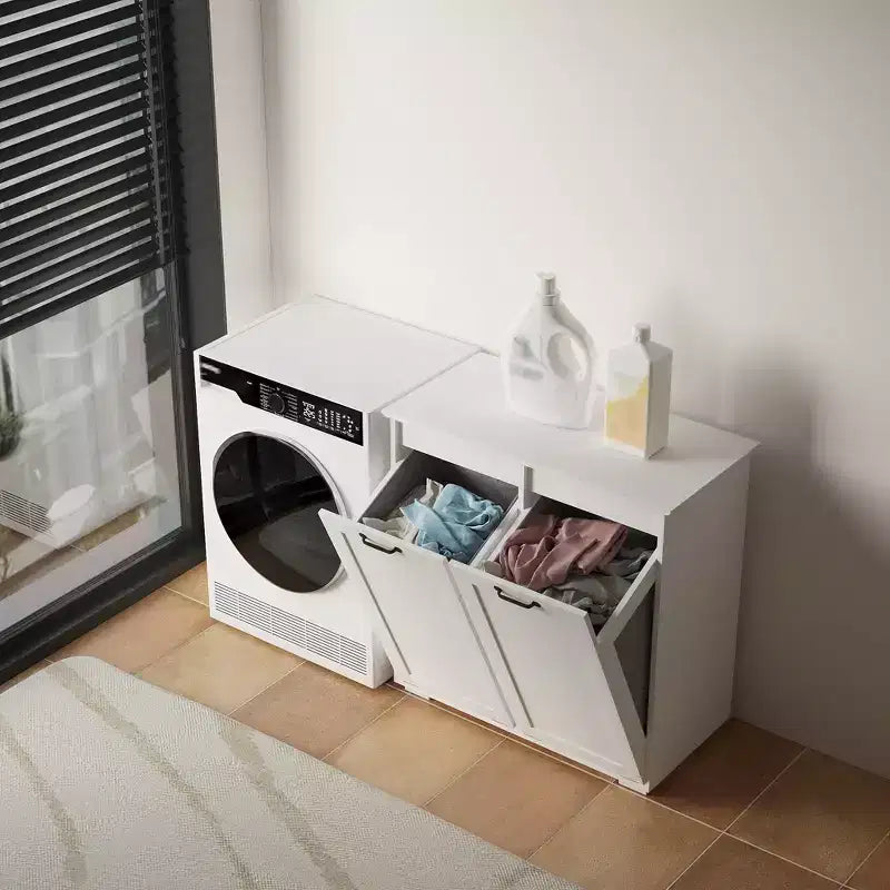 VIYET 30.3 Armoire de rangement, Panneau de particules blanc+MDF, armoire de rangement avec 2 sacs de doublure amovibles (tri clair/foncé+poignées)