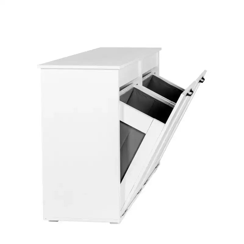 VIYET 30.3 Armoire de rangement, Panneau de particules blanc+MDF, armoire de rangement avec 2 sacs de doublure amovibles (tri clair/foncé+poignées)