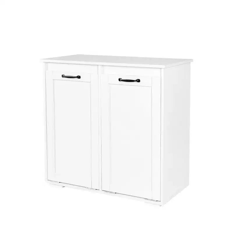 VIYET 30.3 Armoire de rangement, Panneau de particules blanc+MDF, armoire de rangement avec 2 sacs de doublure amovibles (tri clair/foncé+poignées)