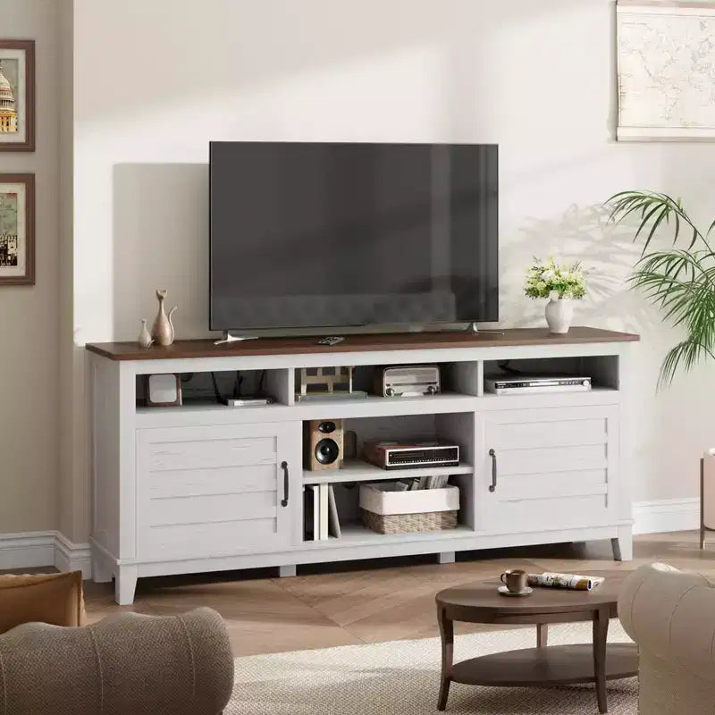 Meuble TV de ferme 70.9 - Étagères réglables, Portes d'armoire - Meuble de divertissement pour salon/chambre à coucher