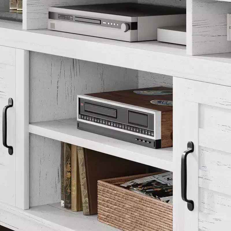 Meuble TV de ferme 70.9 - Étagères réglables, Portes d'armoire - Meuble de divertissement pour salon/chambre à coucher