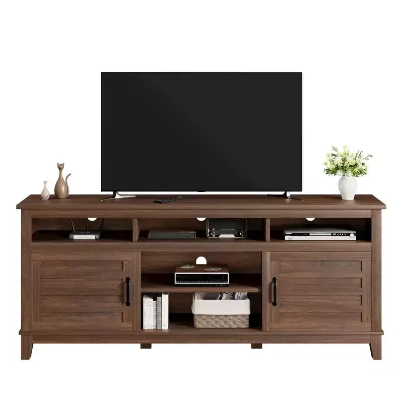 Meuble TV de ferme 70.9 - Étagères réglables, Portes d'armoire - Meuble de divertissement pour salon/chambre à coucher