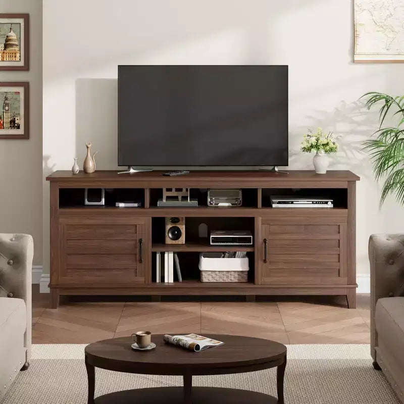 Meuble TV de ferme 70.9 - Étagères réglables, Portes d'armoire - Meuble de divertissement pour salon/chambre à coucher