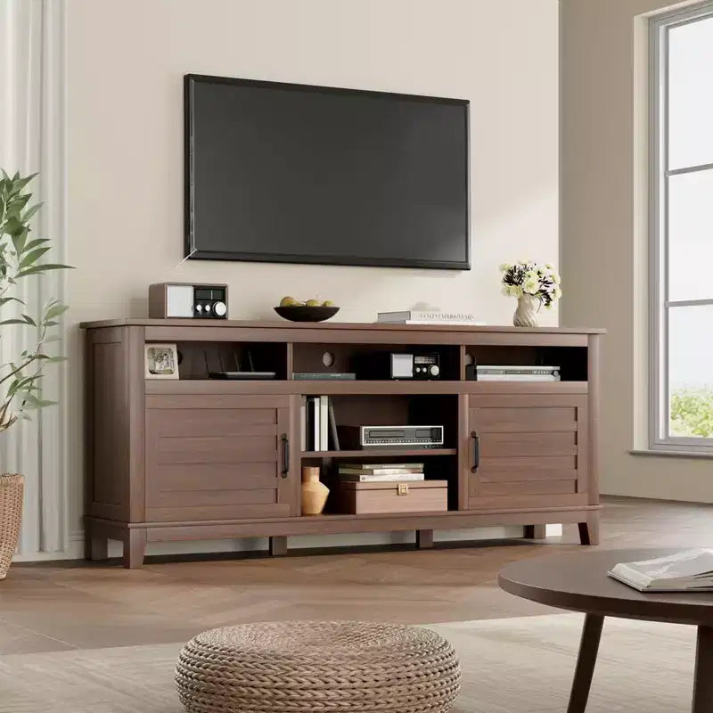 Meuble TV de ferme 70.9 - Étagères réglables, Portes d'armoire - Meuble de divertissement pour salon/chambre à coucher