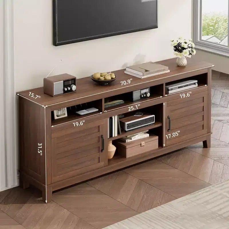 Meuble TV de ferme 70.9 - Étagères réglables, Portes d'armoire - Meuble de divertissement pour salon/chambre à coucher
