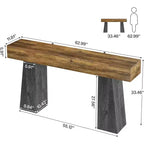 Lantine Table console d'entrée de ferme de 63 pouces, longue table console en bois avec double base trapézoïdale pour salon, couloir, entrée