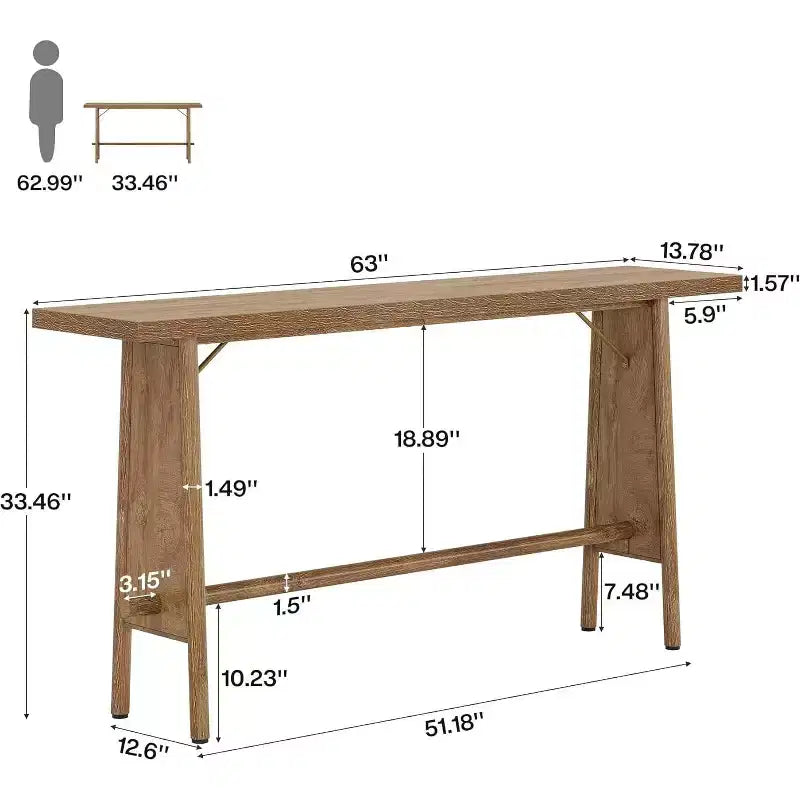 Lantine 63 Grande Table d'Entrée, Console Moderne avec Pieds en Métal, Console en Bois pour Canapé, pour Entrée, Couloir, Salon, Marron Naturel