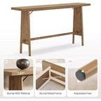 Lantine 63 Grande Table d'Entrée, Console Moderne avec Pieds en Métal, Console en Bois pour Canapé, pour Entrée, Couloir, Salon, Marron Naturel