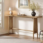Lantine 63 Grande Table d'Entrée, Console Moderne avec Pieds en Métal, Console en Bois pour Canapé, pour Entrée, Couloir, Salon, Marron Naturel