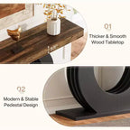 Console Lantine de 63 pouces, table d'entrée rustique industrielle de style ferme avec base circulaire noire pour le salon, le couloir, marron rustique