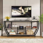 Lantine Table console longue de 180 cm avec étagères, table console industrielle rustique et meuble TV pour salon, couloir, entrée, gris