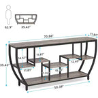 Lantine Table console longue de 180 cm avec étagères, table console industrielle rustique et meuble TV pour salon, couloir, entrée, gris