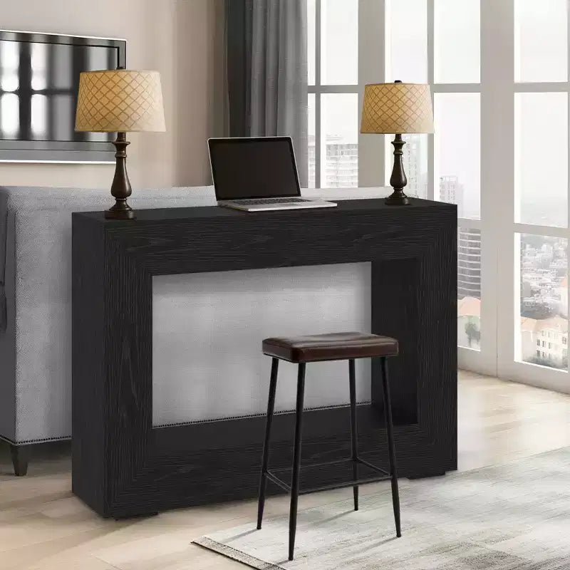 Console étroite de style campagnard Table de canapé en bois de 47 po avec rangement, design rectangulaire moderne pour couloir, salon, foyer