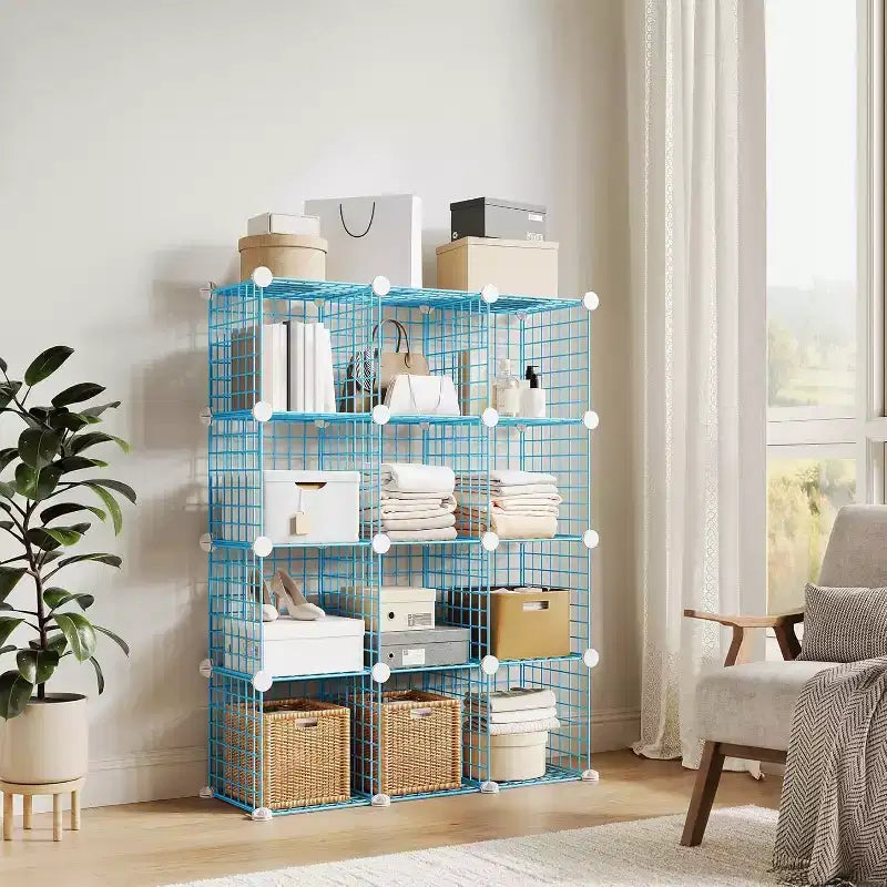 Étagère de rangement en fil métallique, Rangement modulable à 12 cubes pour placard, Unités d'étagères modulaires, Étagères de rangement pour chambre, bureau, salon