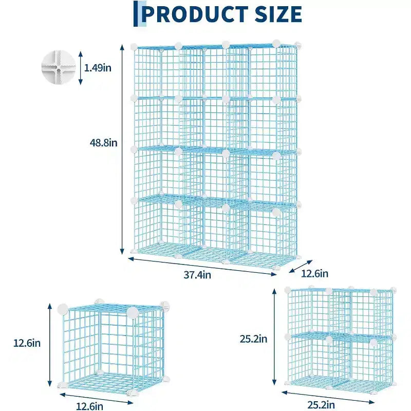 Étagère de rangement en fil métallique, Rangement modulable à 12 cubes pour placard, Unités d'étagères modulaires, Étagères de rangement pour chambre, bureau, salon
