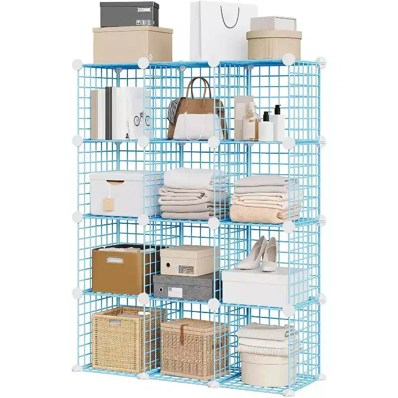 Étagère de rangement en fil métallique, Rangement modulable à 12 cubes pour placard, Unités d'étagères modulaires, Étagères de rangement pour chambre, bureau, salon