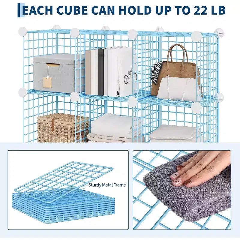 Étagère de rangement en fil métallique, Rangement modulable à 12 cubes pour placard, Unités d'étagères modulaires, Étagères de rangement pour chambre, bureau, salon