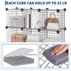 Étagère de rangement en fil métallique, Rangement modulable à 12 cubes pour placard, Unités d'étagères modulaires, Étagères de rangement pour chambre, bureau, salon