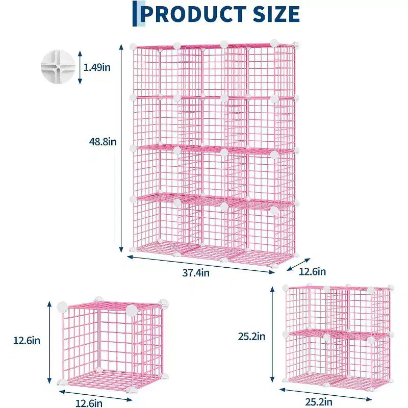 Étagère de rangement en fil métallique, Rangement modulable à 12 cubes pour placard, Unités d'étagères modulaires, Étagères de rangement pour chambre, bureau, salon