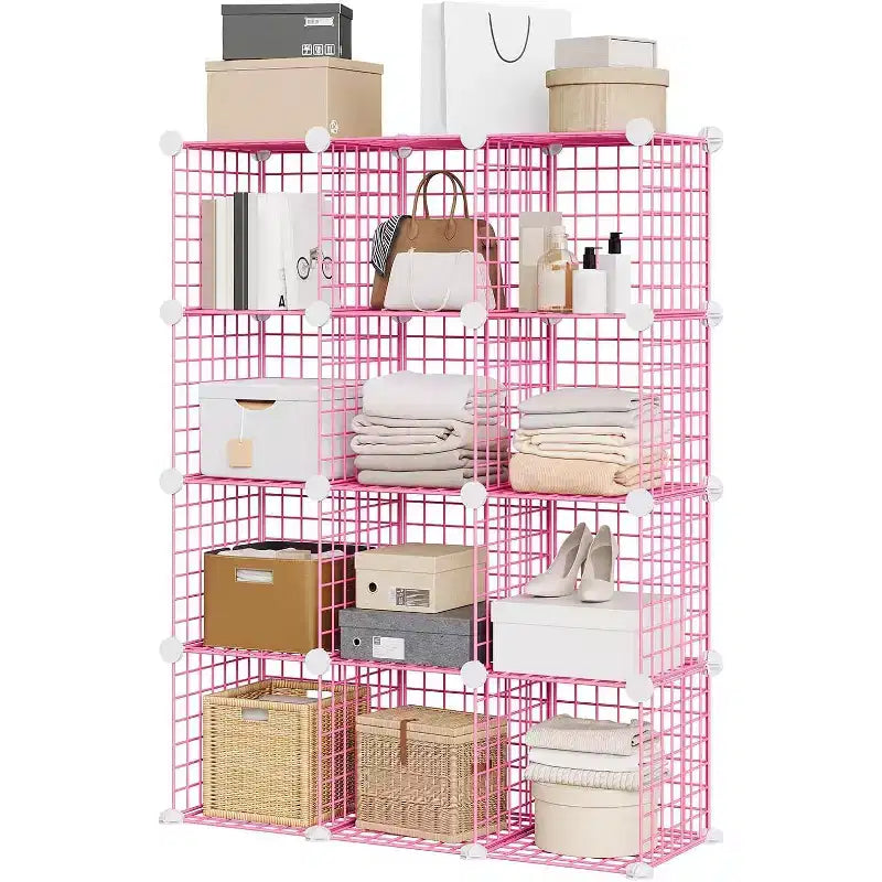 Étagère de rangement en fil métallique, Rangement modulable à 12 cubes pour placard, Unités d'étagères modulaires, Étagères de rangement pour chambre, bureau, salon